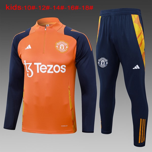 Niños Sudadera De Training Manchester United 2024/25 Naranja Azul 3